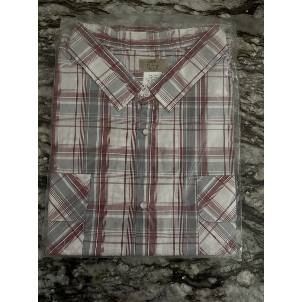 Haband Travelers Western Short Sleeve Plaid Button Shirt Men Size 3X~NEW!